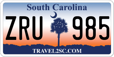 SC license plate ZRU985