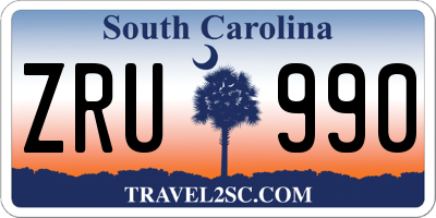 SC license plate ZRU990