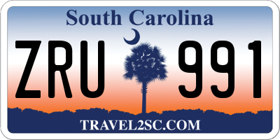 SC license plate ZRU991
