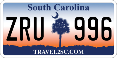 SC license plate ZRU996