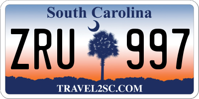 SC license plate ZRU997