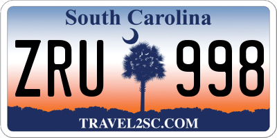 SC license plate ZRU998