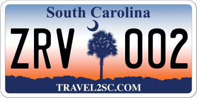 SC license plate ZRV002
