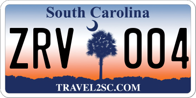 SC license plate ZRV004