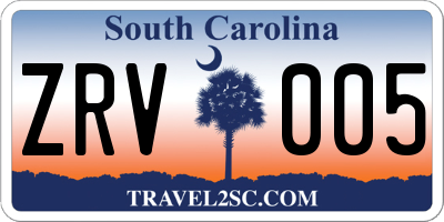 SC license plate ZRV005