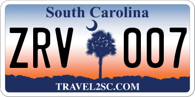 SC license plate ZRV007
