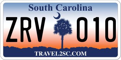 SC license plate ZRV010