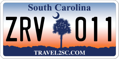 SC license plate ZRV011