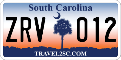 SC license plate ZRV012