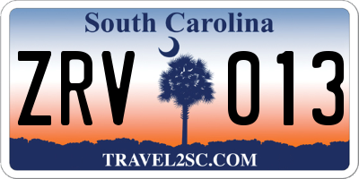 SC license plate ZRV013