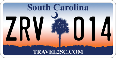 SC license plate ZRV014