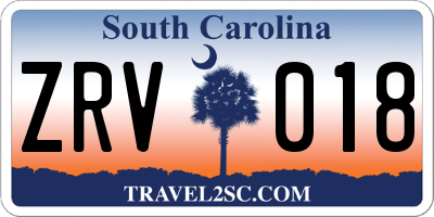 SC license plate ZRV018
