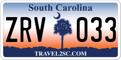 SC license plate ZRV033