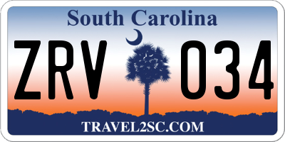 SC license plate ZRV034