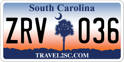 SC license plate ZRV036