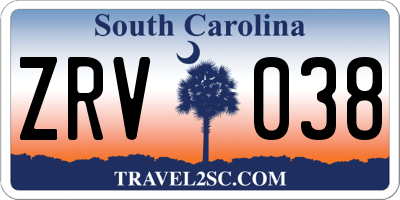 SC license plate ZRV038