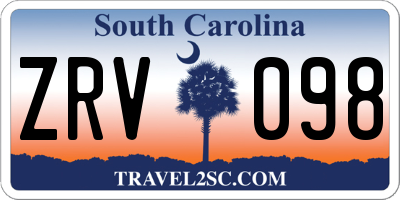 SC license plate ZRV098