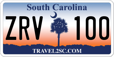 SC license plate ZRV100