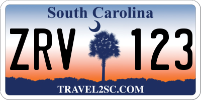 SC license plate ZRV123