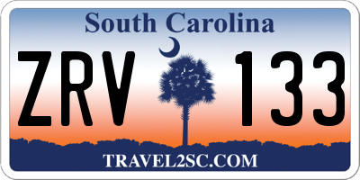 SC license plate ZRV133