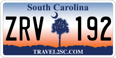 SC license plate ZRV192
