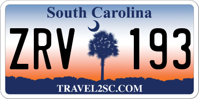 SC license plate ZRV193