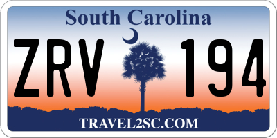 SC license plate ZRV194
