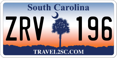 SC license plate ZRV196