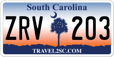 SC license plate ZRV203