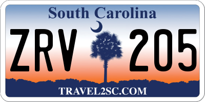 SC license plate ZRV205