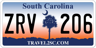 SC license plate ZRV206