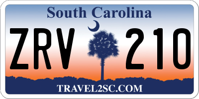 SC license plate ZRV210