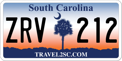 SC license plate ZRV212