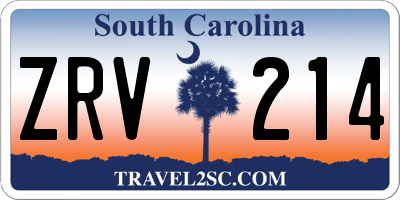SC license plate ZRV214