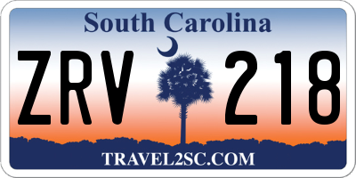SC license plate ZRV218