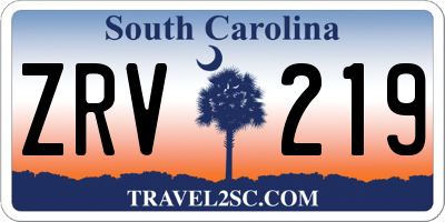 SC license plate ZRV219