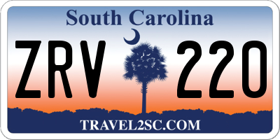 SC license plate ZRV220