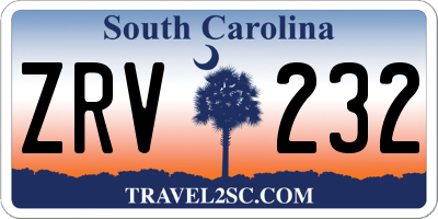 SC license plate ZRV232