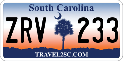 SC license plate ZRV233