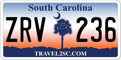 SC license plate ZRV236