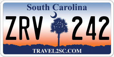 SC license plate ZRV242
