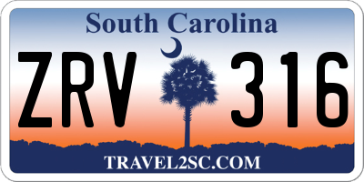 SC license plate ZRV316