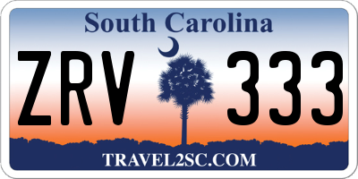 SC license plate ZRV333