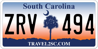 SC license plate ZRV494