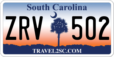 SC license plate ZRV502