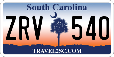 SC license plate ZRV540