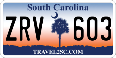 SC license plate ZRV603