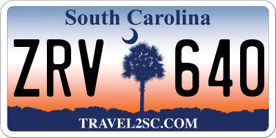 SC license plate ZRV640