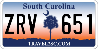 SC license plate ZRV651