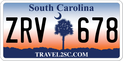 SC license plate ZRV678